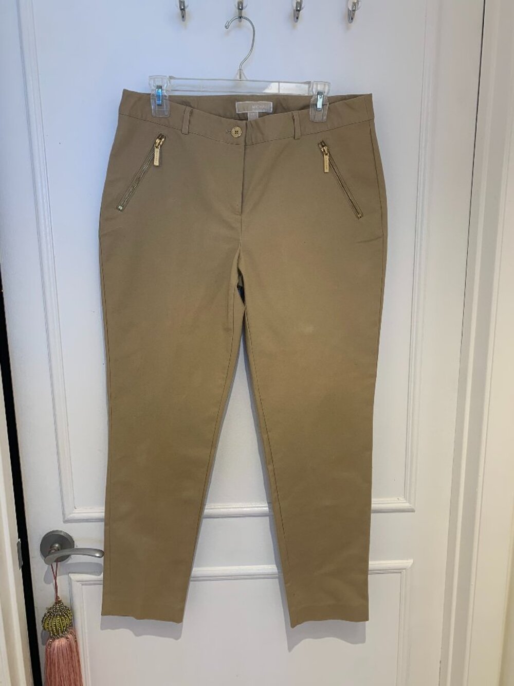 MICHAEL Michael Kors Khaki Pants Gold Hardware Size 10, Gently Used
